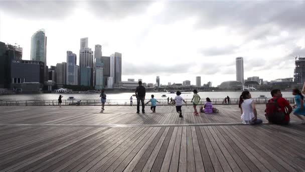 Σιγκαπούρη πόλη στον κόλπο Marina — Αρχείο Βίντεο