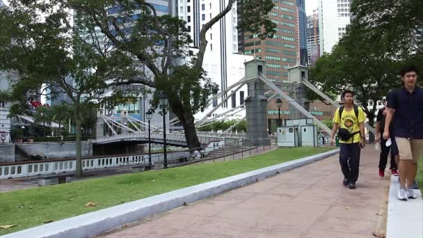 Menschen im singapore Stadtzentrum — Stockvideo