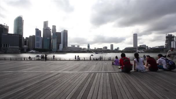 Singapur město přes Marina Bay — Stock video