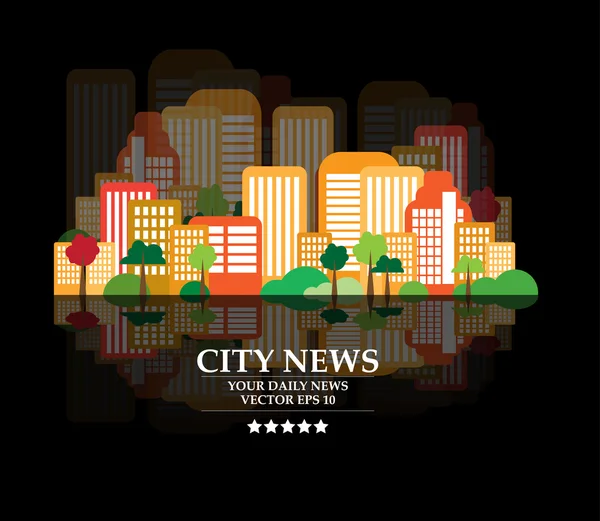 Skyline de la ville avec arbres — Image vectorielle