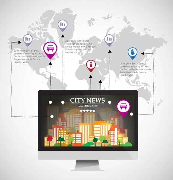 Modelo infográfico com mapa — Vetor de Stock