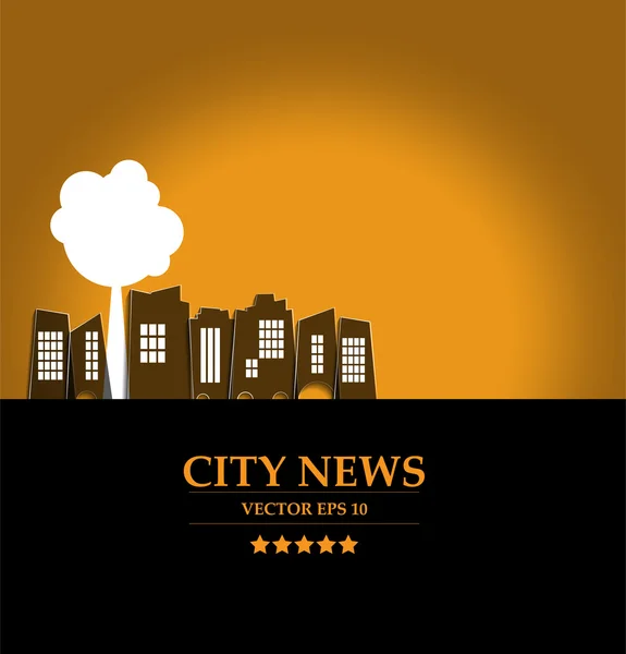 Skyline de la ville avec silhouette d'arbre — Image vectorielle