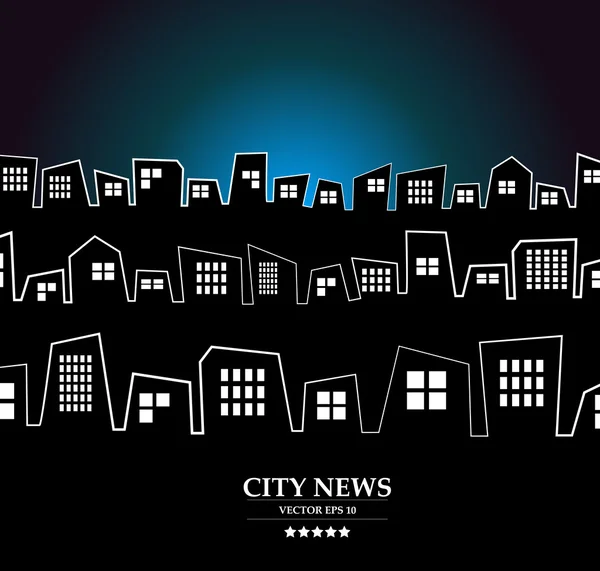 Ciudad nocturna skyline — Vector de stock