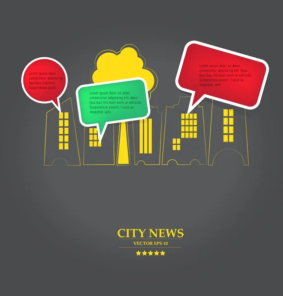 City skyline with speech bubbles — Stock Vector