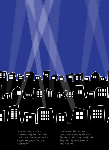 Skyline de la ville nocturne — Image vectorielle