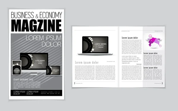 Mise en page du magazine Affaires et économie — Image vectorielle