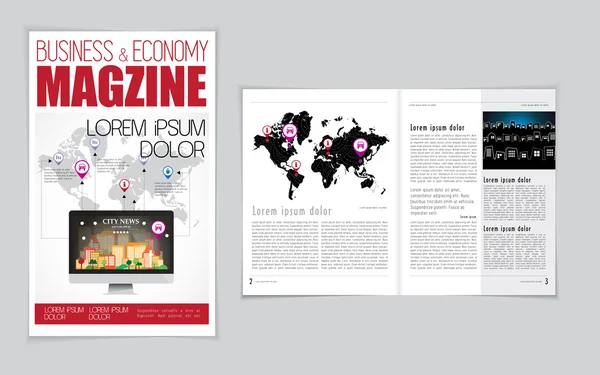 Layout delle riviste economiche e commerciali — Vettoriale Stock