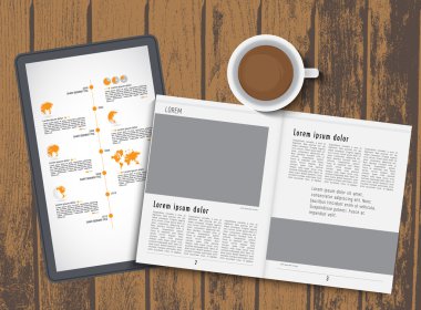 Düzen dergisi ve kahve fincanı