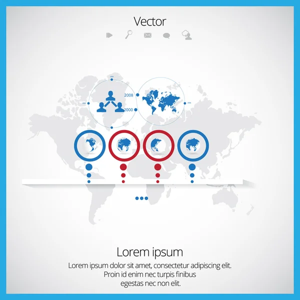 Mapa del mundo con elementos infográficos — Vector de stock