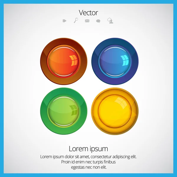 Colorful glossy button — Stock Vector