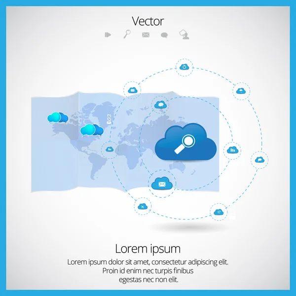 Tecnologia de computação em nuvem — Vetor de Stock