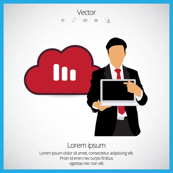 Hombre de negocios con ordenador portátil — Vector de stock