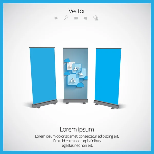 Oprollen naar ontwerp van de banner stand — Stockvector