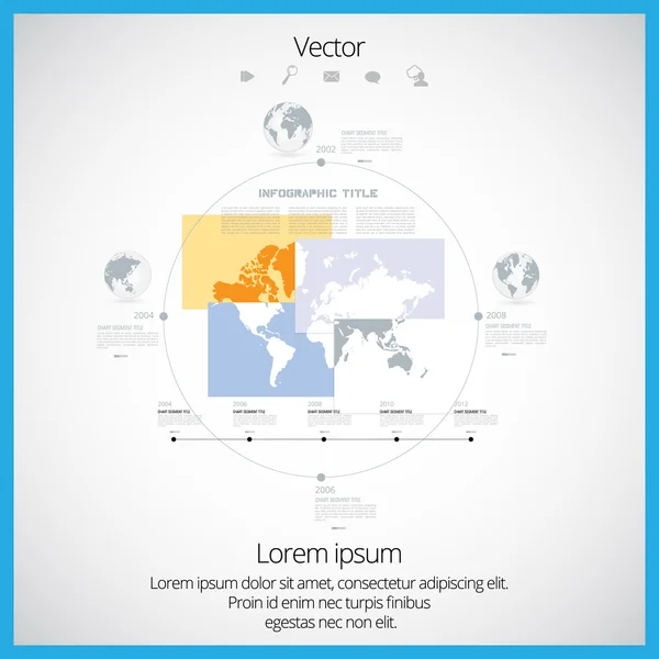 Mapa do mundo com elementos infográficos — Vetor de Stock