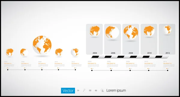 Weltkarte-Infografik mit Globus-Symbolen — Stockvektor