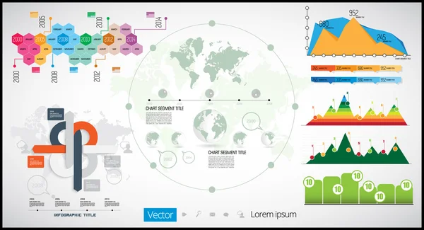 Carte du monde et graphiques d'information — Image vectorielle