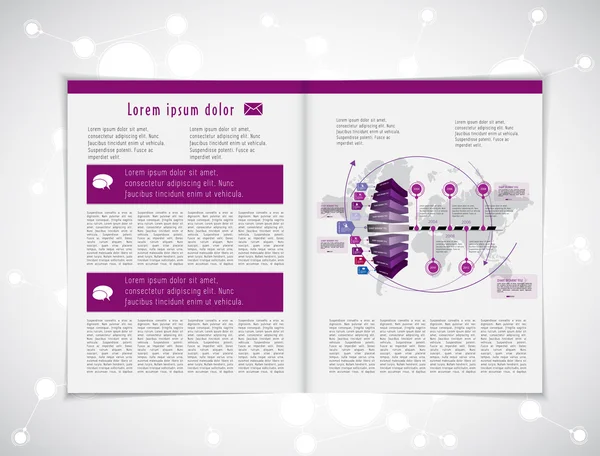 Layout magazine with infographic elements — Stock Vector