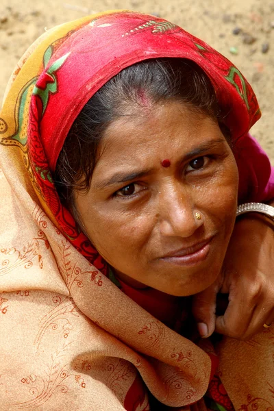 Woman wearing a beautifully embroidered sari — Stock Photo, Image