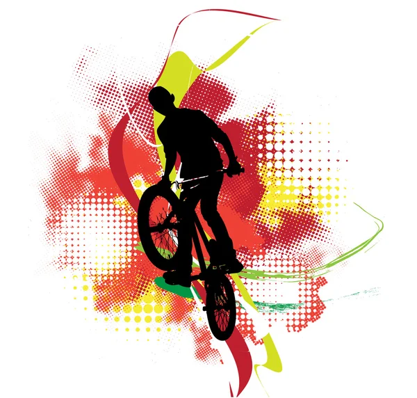 Conception de fond avec silhouette de motard bmx — Photo