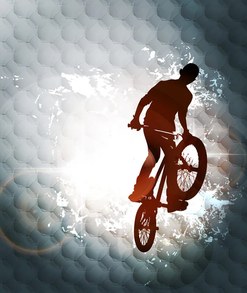 Conception de fond avec silhouette de motard bmx — Photo