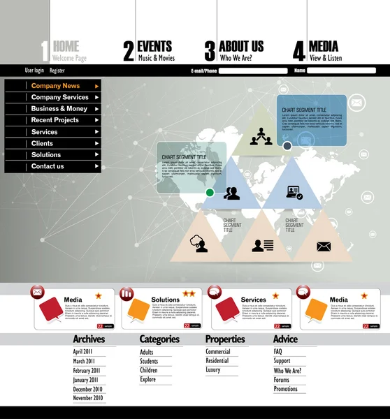 Ilustração do modelo do site — Vetor de Stock