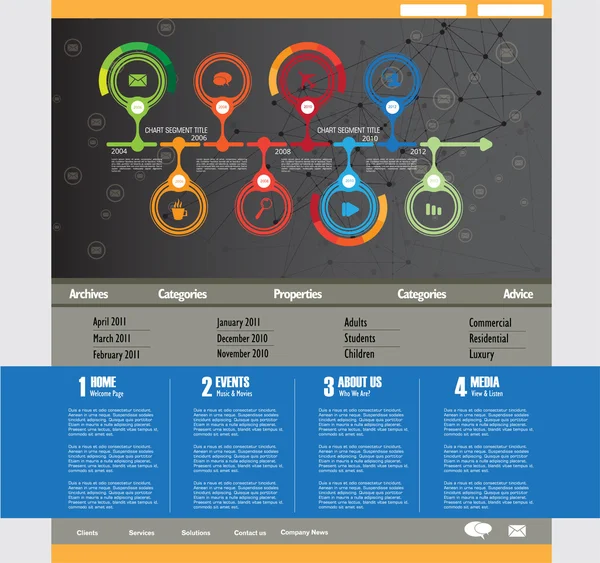 Illustrazione modello sito web — Vettoriale Stock