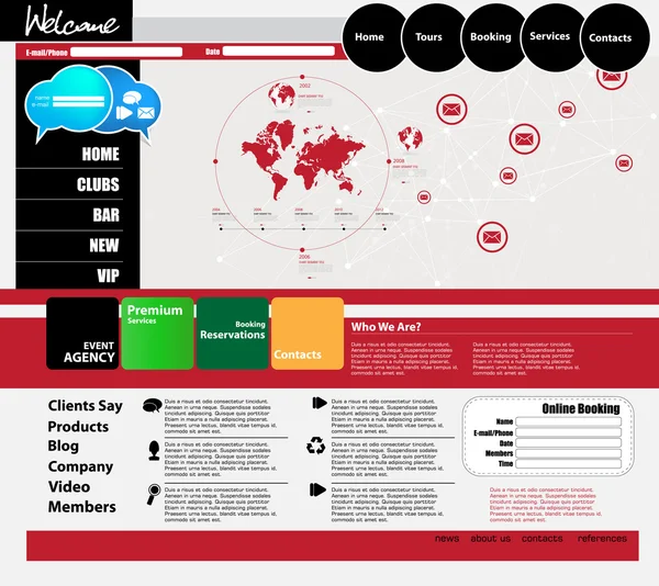 Illustrazione modello sito web — Vettoriale Stock