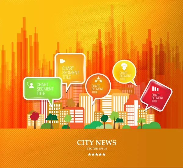 City skyline with infographics elements — Stock Vector