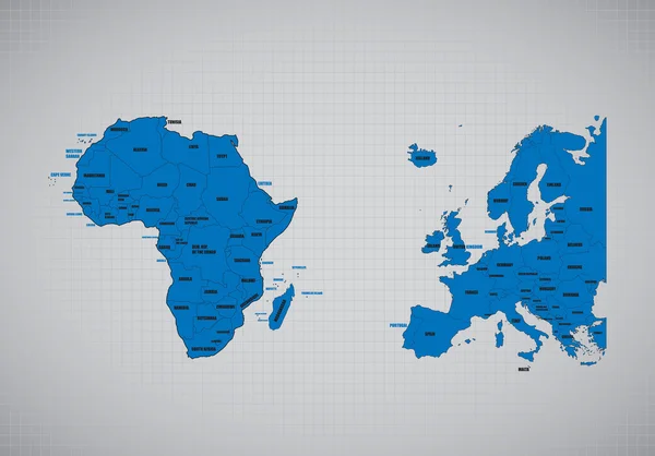 Afrika och Europa Kartor — Stock vektor