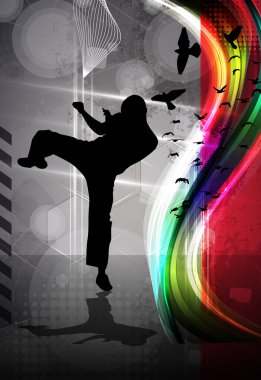 Spor karate eğitim illüstrasyon