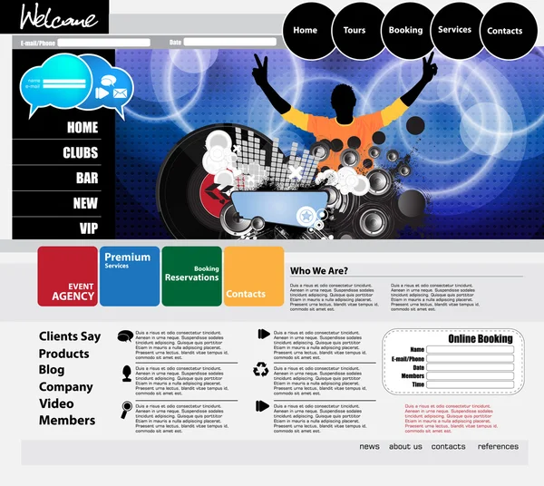 Illustrazione modello sito web — Vettoriale Stock