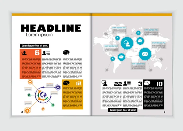 Düzen infographics öğelerle dergisi — Stok Vektör