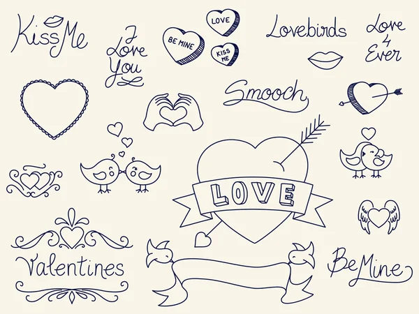 Doodles Saint-Valentin — Image vectorielle