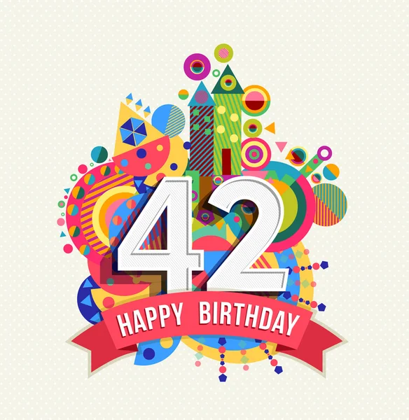 Feliz cumpleaños 42 año tarjeta de felicitación cartel color — Archivo Imágenes Vectoriales