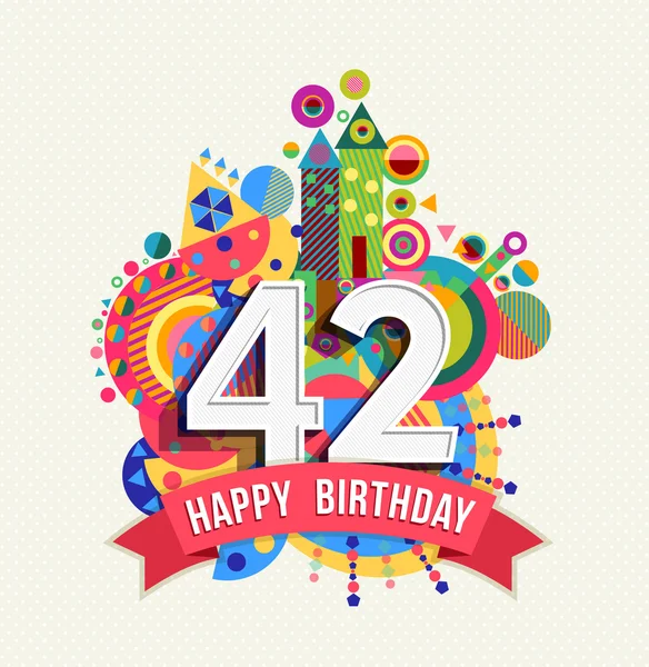 Feliz aniversário 42 anos cor do cartaz do cartão de saudação — Vetor de Stock