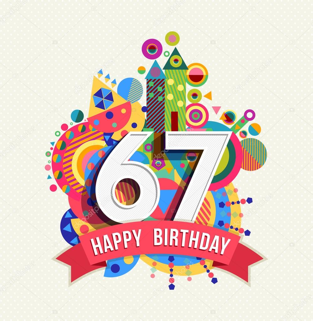 happy-birthday-67-year-greeting-card-poster-color-stock-vector-image-by