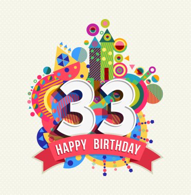 İyi ki doğdun 33 yıllık tebrik kartı poster renk