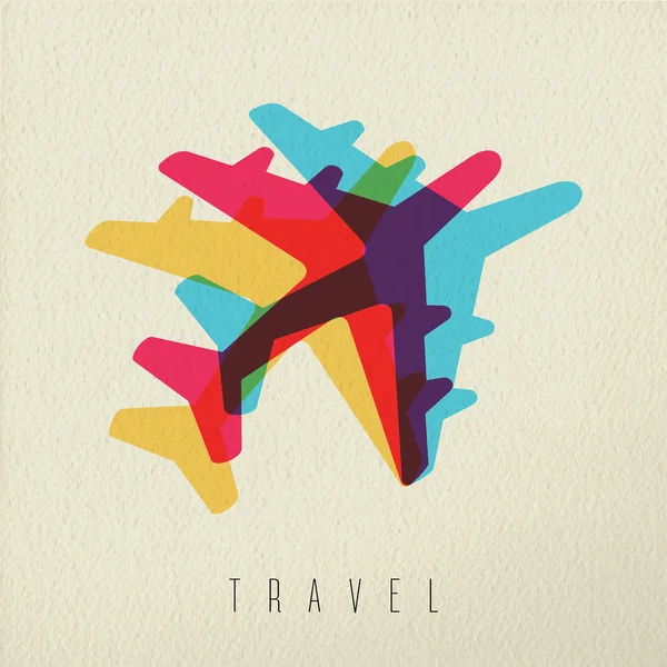 Fond de concept de voyage avion coloré — Image vectorielle