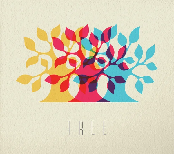 Colorful tree silhouette concept background — Stock Vector