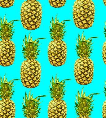 Retro seamless pattern with colorful pineapple