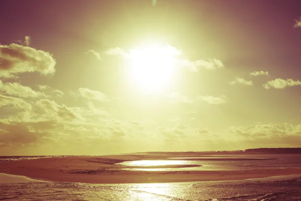 Altın vintage yaz plaj gün batımı — Stok fotoğraf