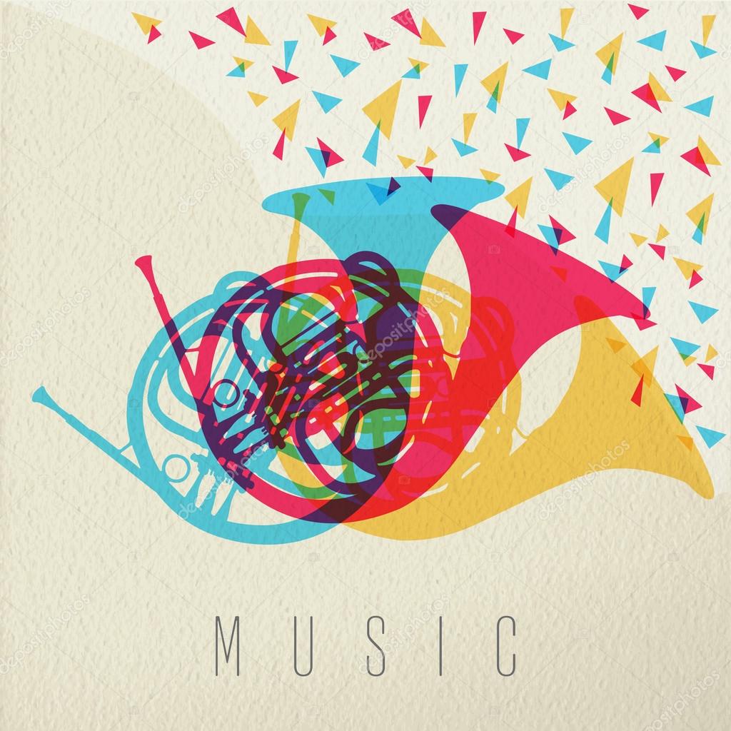 Music concept horn orchestra band color design