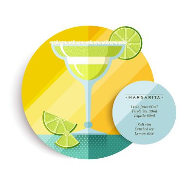 Kokteyl partisi için Margarita içecek tarifi menüsü