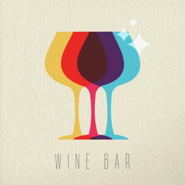 Wine bar concept glass drink icon color design