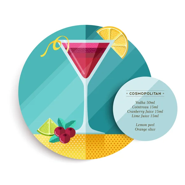Cosmopolitan cóctel bebida receta para la fiesta — Vector de stock