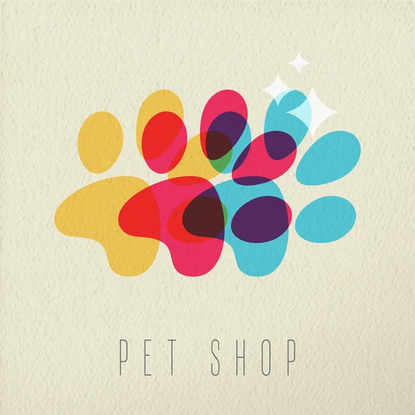 Pet Shop färg hund Paw Concept illustration — Stock vektor