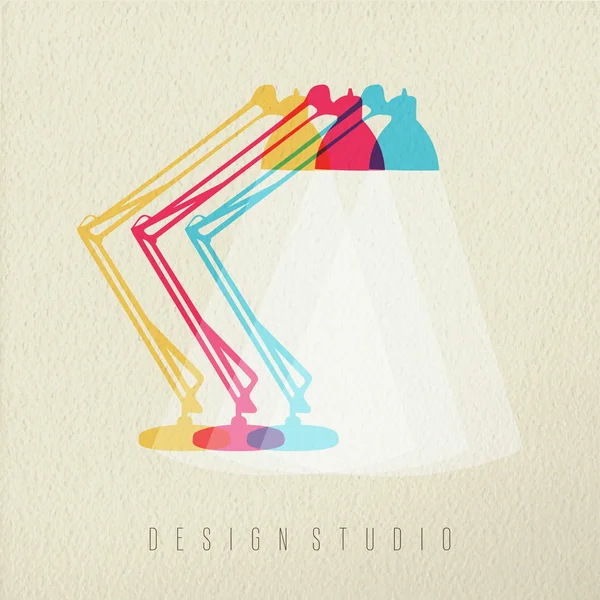 Design studio arbeit lampe icon konzept farbe design — Stockvektor
