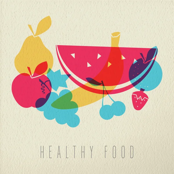 健康食品饮食水果概念图标颜色设计 — 图库矢量图片