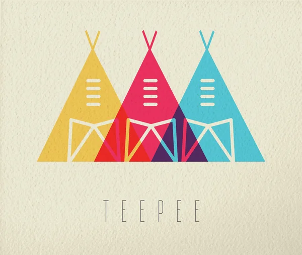Tepee bennszülött amerikai ikon koncepció színes design — Stock Vector