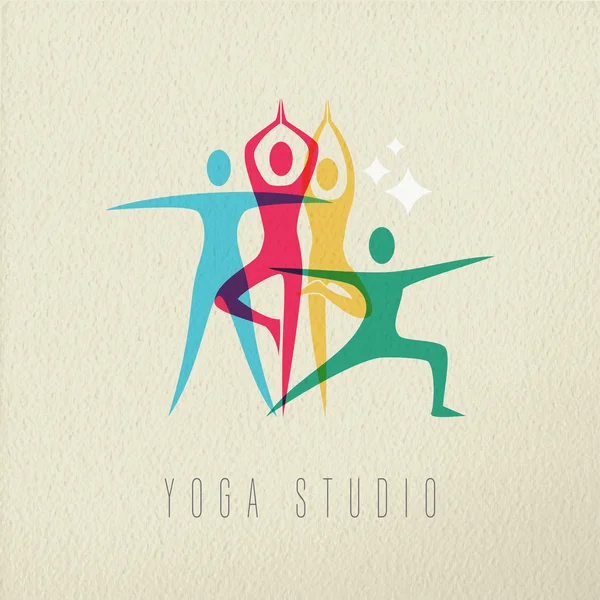 Yoga studio icon design of people doing meditation — Stockvector